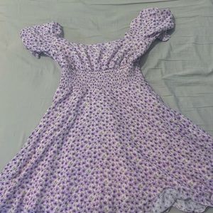 Lavender Floral Baby Doll Peasant Dress